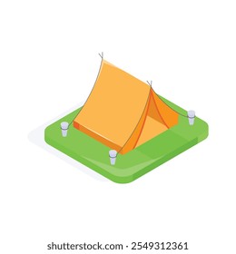 Isometric icon of camping tent in modern style