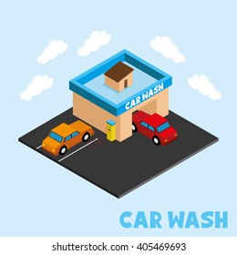 Isometric icon. Car wash.