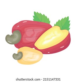 Ein isometrisches Icon von Cashew Apfel ist einsatzbereit 


