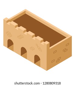 Isometric icon of castle entry