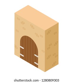 Isometric icon of castle entryway