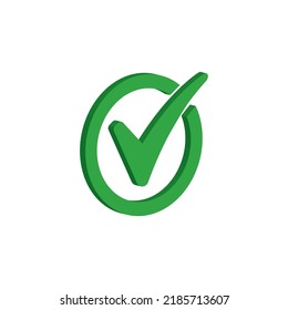 Isometric icon check mark. 3d check mark. Green check mark icon isolated on a white background. Simple sign flat graphic design. Vector illustration.