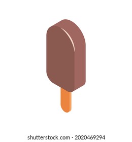 Isometric icon with chocolate ice cream bar 3d vector illustration