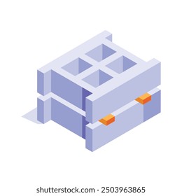 An isometric icon of cinder block in modern style, ready to use vector