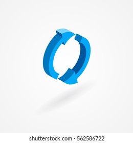 Isometric icon of circle made out of arrows. Isolated on white.