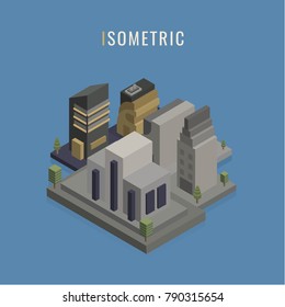 isometric. icon city buildings, vector symbol in style isolated on white background.