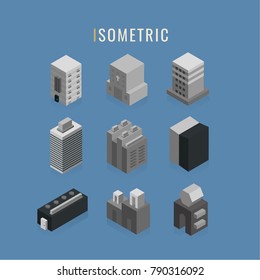 isometric. icon city buildings, vector symbol in style isolated on white background.