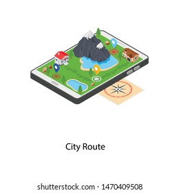 Isometric icon of city route 