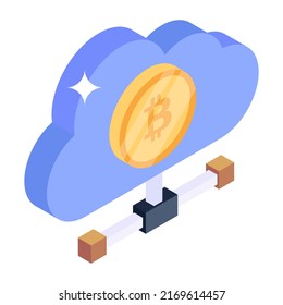 An isometric icon of cloud earning 
