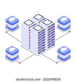 Isometric icon of cloud servers 