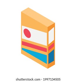 Isometric icon with colorful cereal food package 3d vector illustration