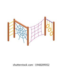 Isometric icon of colorful playground equipment for climbing 3d vector illustration