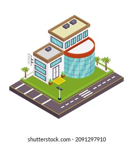Isometric icon of commercial building, easy to use 