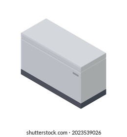 Isometric icon with commercial refrigerator on white background 3d vector illustration