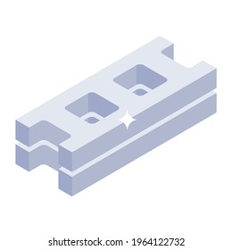 Isometric icon of concrete product, concrete bricks  