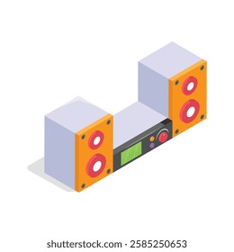 Isometric Icon of a connected speaker system, ready to use vector