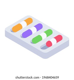 Icono isométrico de los crayones, herramienta de trabajo artístico