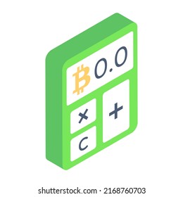 Un icono isométrico de la calculadora criptográfica 


