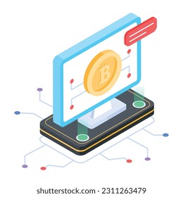 Icono isométrico del sitio web de criptografía 
