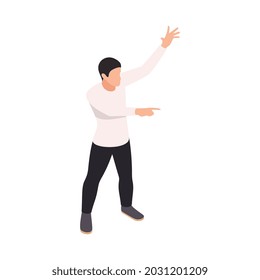 Icono isométrico del hombre bailarín sobre fondo blanco Ilustración vectorial 3d