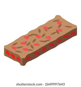 Ícone isométrico de uma deliciosa barra de proteínas perfeito para um lanche rápido ou um impulso de energia