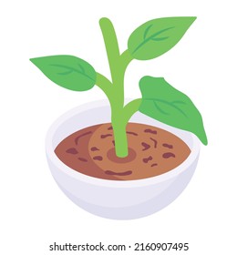 An isometric icon denoting plant pot 


