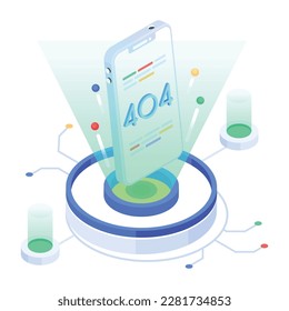 Here’s an isometric icon depicting 404 error 