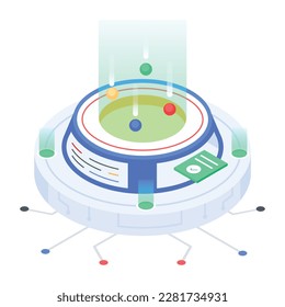 Isometric icon depicting ai technology concept 