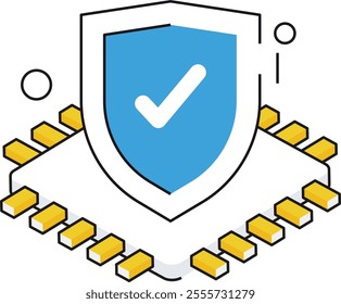 An isometric icon depicting electronic security systems for the safety of homes and businesses.