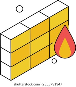 An isometric icon depicting a firewall, emphasizing robust network protection and defense systems.