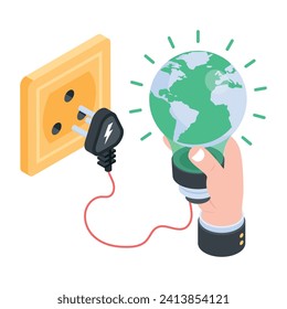 Isometric Icon Depicting Green Ecosystem 

