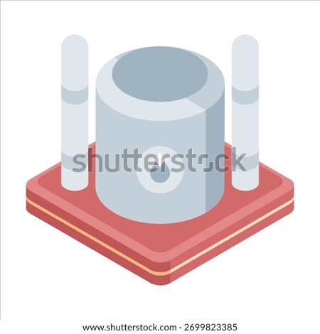 An isometric icon depicts a simplified, modern oil refinery facility.