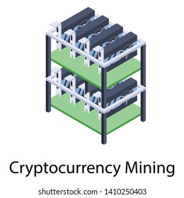 
Isometric icon design, bitcoin mining 
