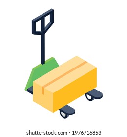 Isometric icon design of pushcart