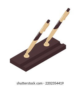 Isometric icon with desk stand with holders for two pens 3d vector illustration