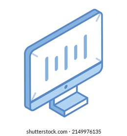 An isometric icon of digital equalizer, sound signals

