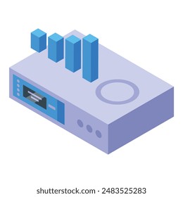 Isometric icon of a digital router showing growing signal strength