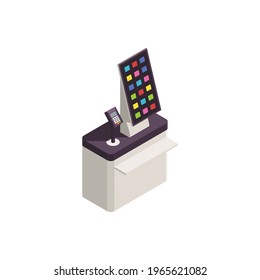 Isometric icon of digital self service checkout for supermarket vector illustration
