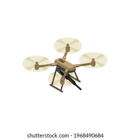 Isometric icon of drone with four propellers 3d vector illustration