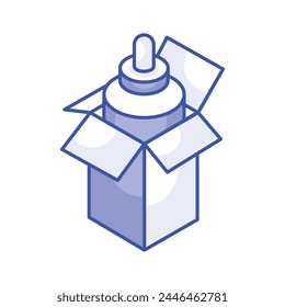 An isometric icon of dropper bottle in modern design style