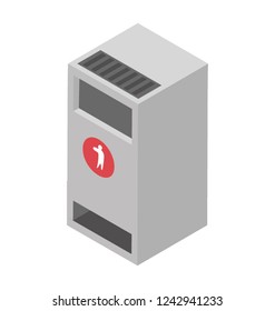 Isometric icon of a dustbin