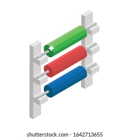 Isometric icon of fabric display rack vector design 