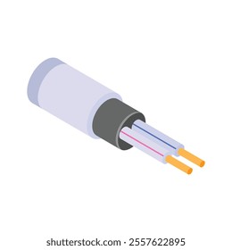 An isometric icon of fiber cable in modern style