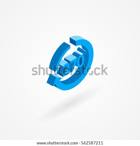 Isometric icon of frame made out of arrow with 270 text inside. Isolated on white.