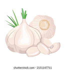 An isometric icon of garlic, food ingredient 

