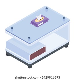 An isometric icon of glass lounge table