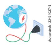Isometric icon of global power 
