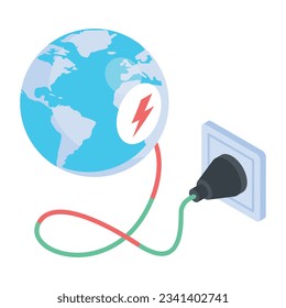 Isometric icon of global power 