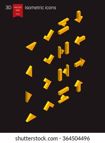 Isometric icon of gold on a dark background. Stylized 3D icons for web and mobile devices. 