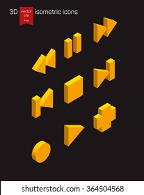 Isometric icon of gold on a dark background. Stylized 3D icons for web and mobile devices. 